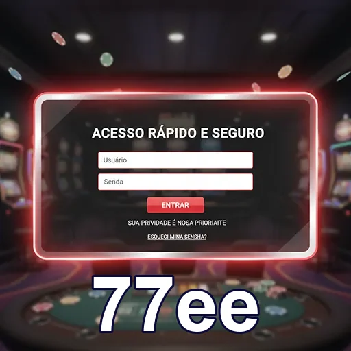 Jogador feliz utilizando o app 77ee em um celular